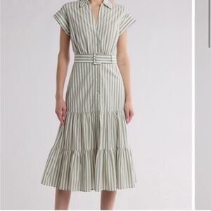 Veronica Beard Blue Striped Midi Dress